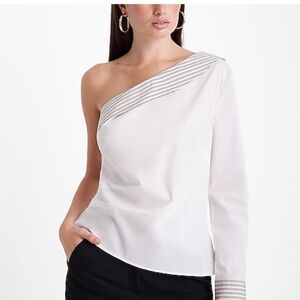 Express White Asymmetrical One Shoulder Blouse